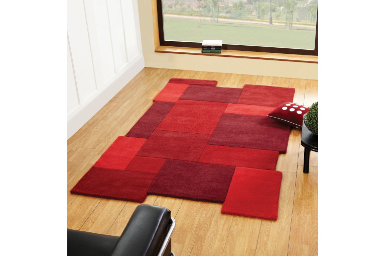 Ručně všívaný kusový koberec Abstract Collage red