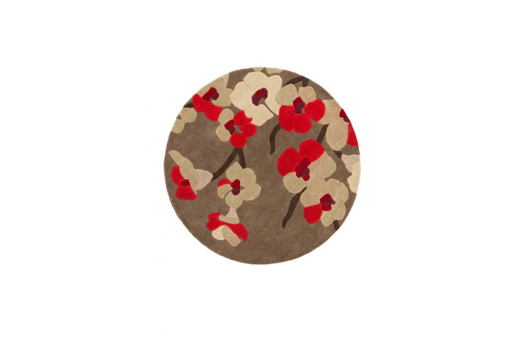 Ručně všívaný kusový koberec Infinite Blossom Red kruh