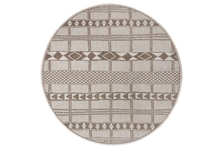 Kusový koberec Flatweave 104851 Light-brown/Cream kruh