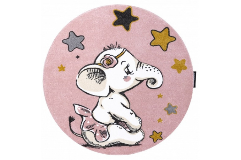 Dětský kusový koberec Petit Elephant stars pink kruh