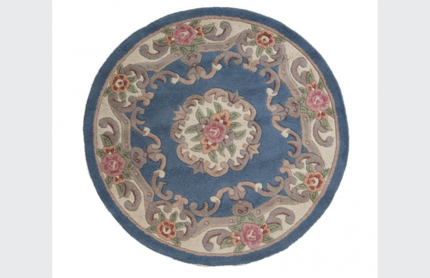 Ručně všívaný kusový koberec Lotus premium Blue kruh