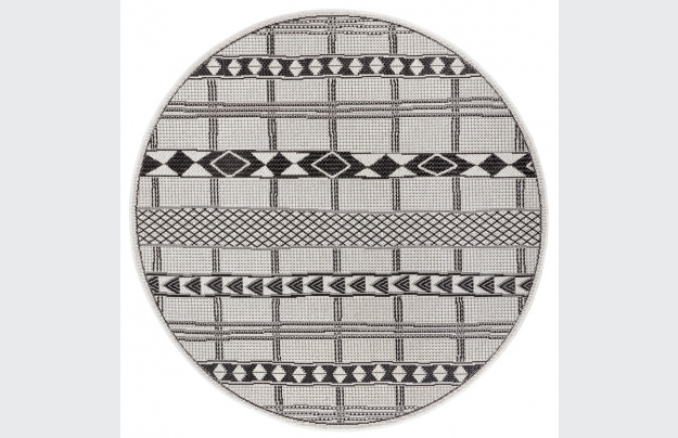 Kusový koberec Flatweave 104852 Black/Cream kruh