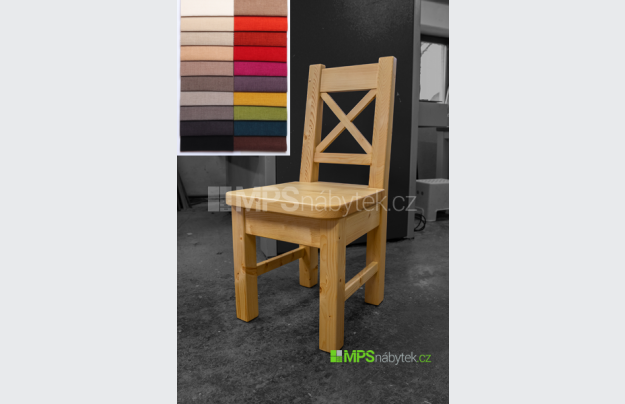 Jídelní židle - klasik s křížem a čalouněným sedákem
