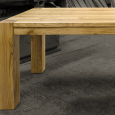 Jídelní stůl + konferenční stolek s přiznaným podnožím - Dub - - Jídelní stůl s přiznaným podnožím