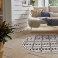 Kusový koberec Flatweave 104852 Black/Cream kruh